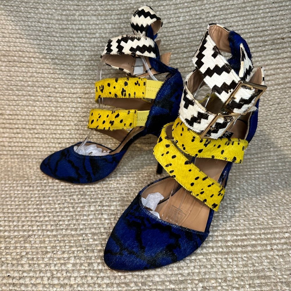 Alejandra G. Multicolor Pony Hair Heels Sz 41 US 10 Statement Designer Shoes
